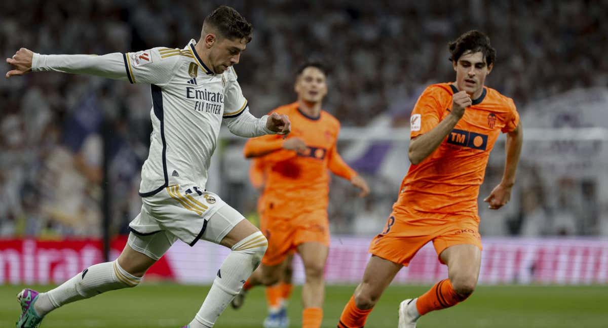 Fede Valverde, durante el partido con el Valencia.