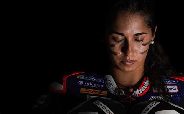 María Herrera , en una imagen de la presentación de la temporada 2023 de MotoE.  Redes sociales