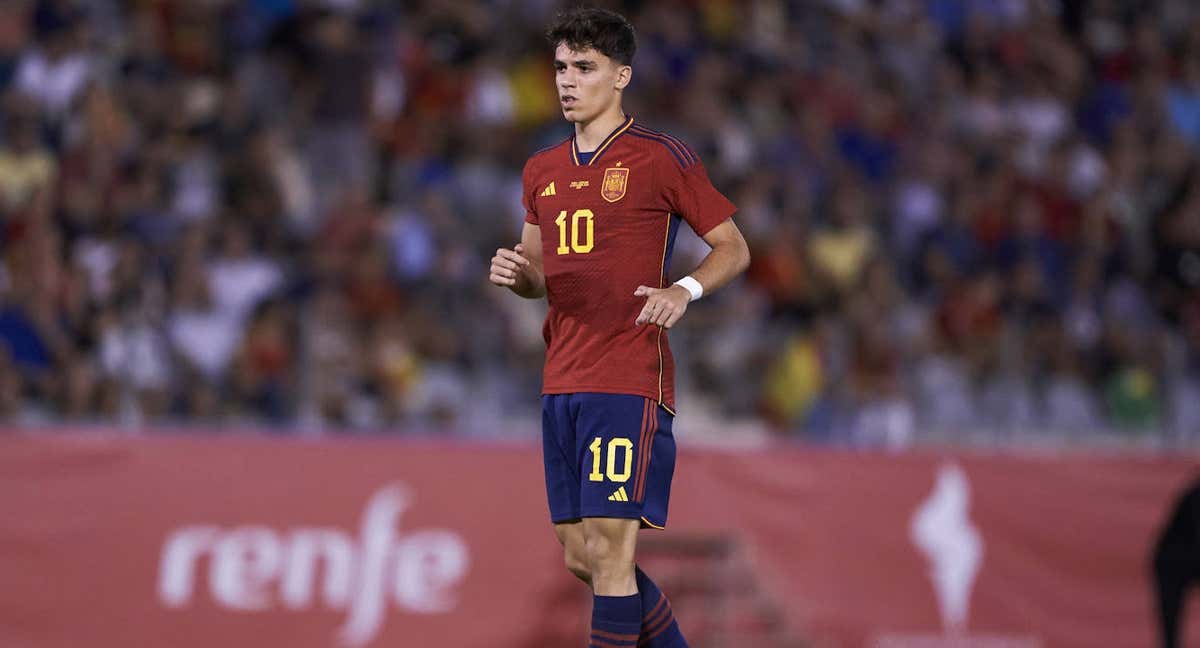 Gabri Veiga, en el partido contra Escocia en Jaén del pasado 11 de septiembre. /GETTY
