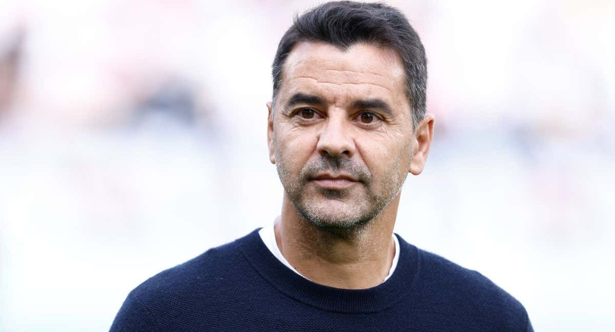 Míchel en el último partido del Girona ante el Rayo.