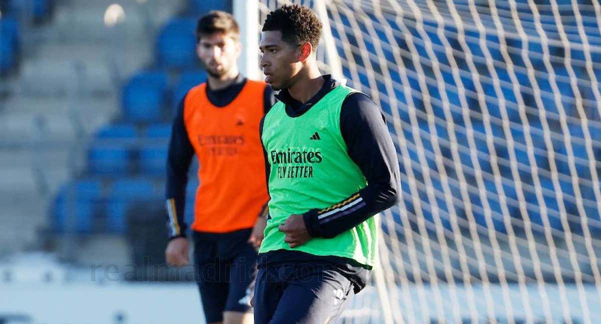 Jude Bellingham. entrenando con el Real Madrid.