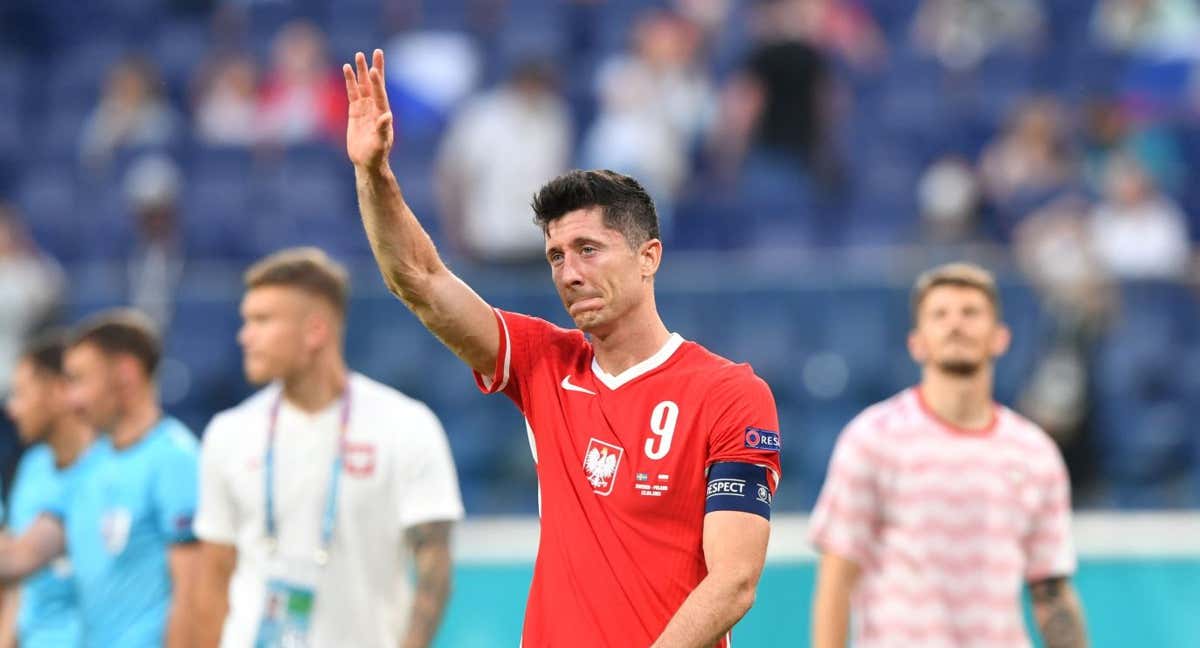Lewandowski en un partido con Polonia.