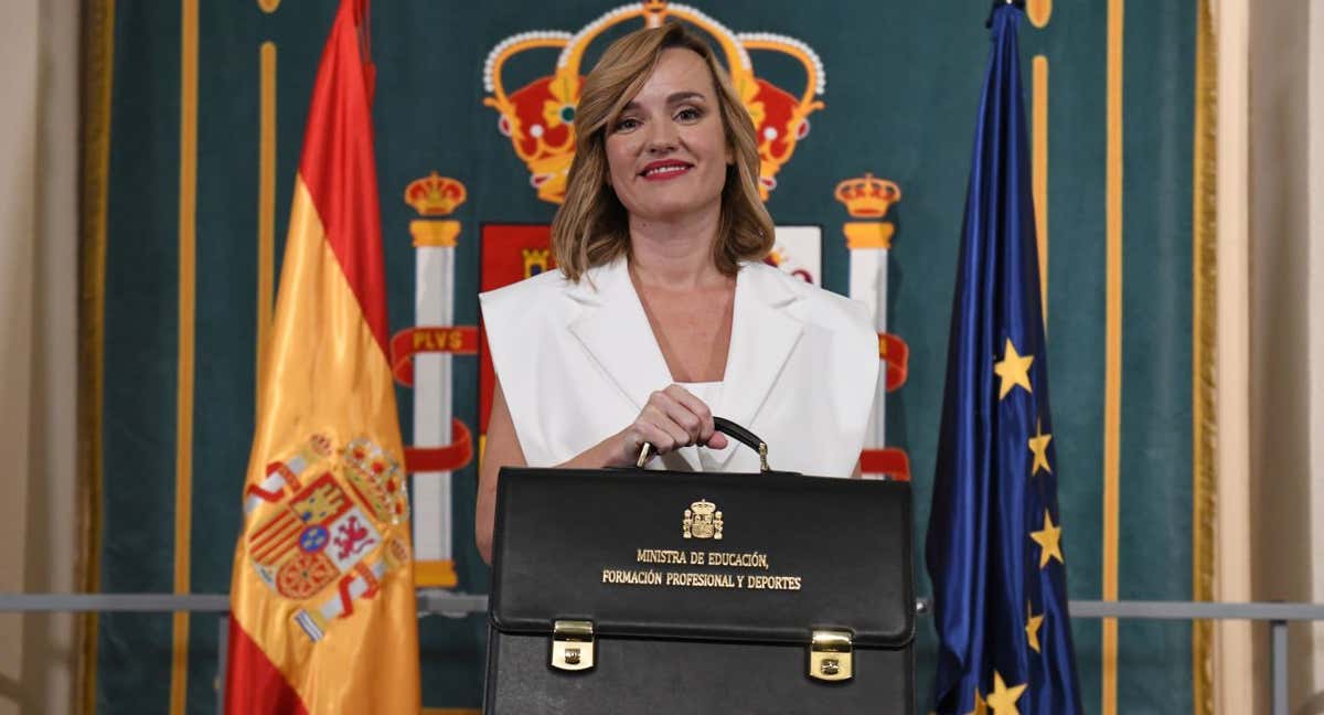 La ministra de Educación, Formación Profesional y Deportes, Pilar Alegría, en la toma de posesión el pasado martes./EP