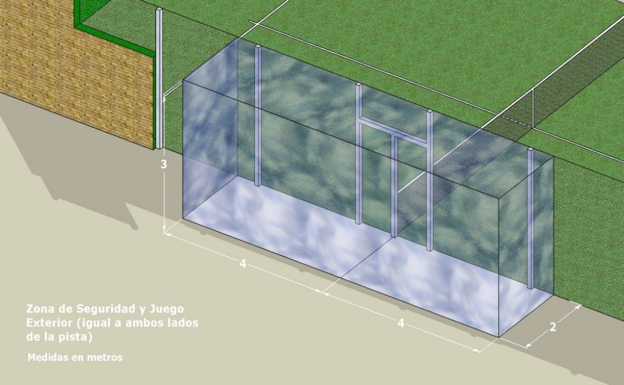 Recreación de la zona de seguridad exterior.  FEDERACIÓN ESPAÑOLA DE PÁDEL
