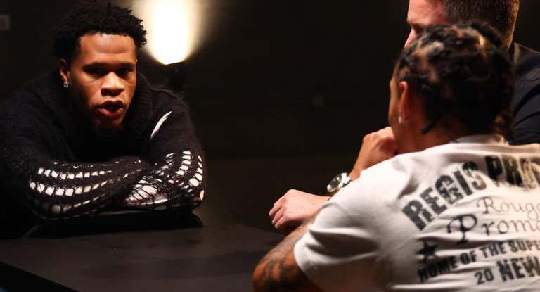 Devin Haney y Regis Prograis, durante una entrevista promocional.