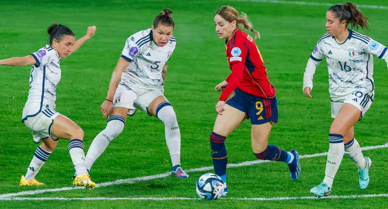 Esther González, durante el España-Italia.