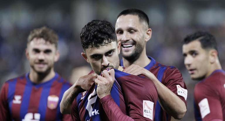 Ortuño celebra su gol al Leganés.