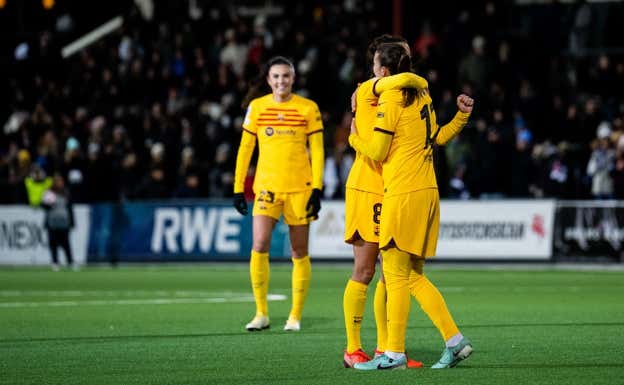 Patri celebrando su gol.  FC BARCELONA