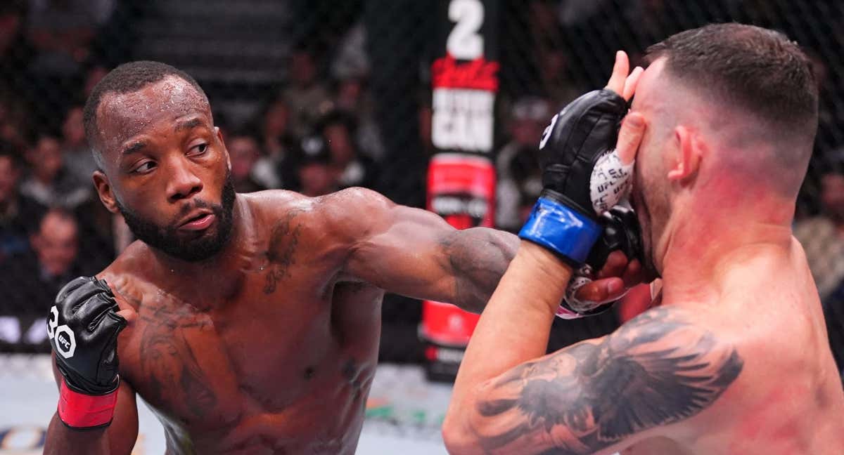 Leon Edwards golpea a Colby Covington en el estelar del UFC 296.