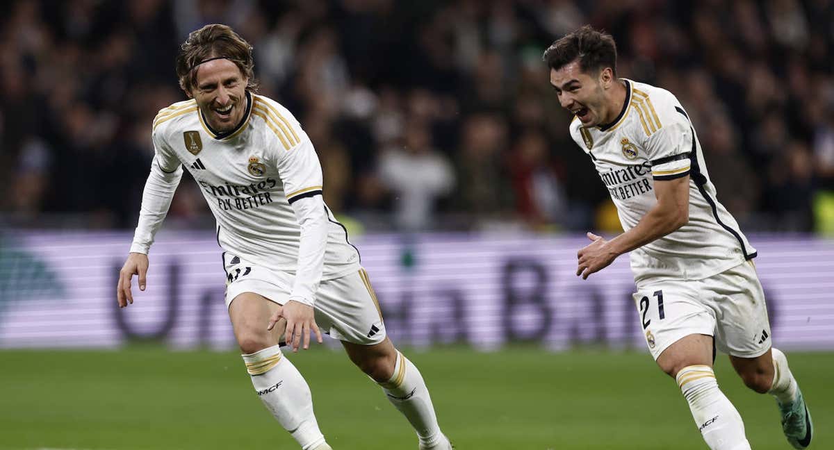 Brahim y Modric, celebrando un gol./GETTY