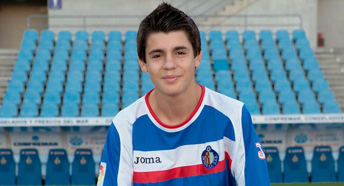 Álvaro Morata de niño con la camiseta del Getafe. /Getafe CF