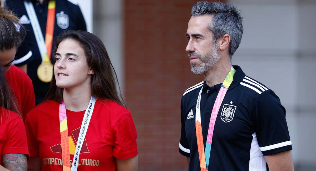 Jorge Vilda durante la recepción de Pedro Sánchez a las campeonas del mundo. /Getty