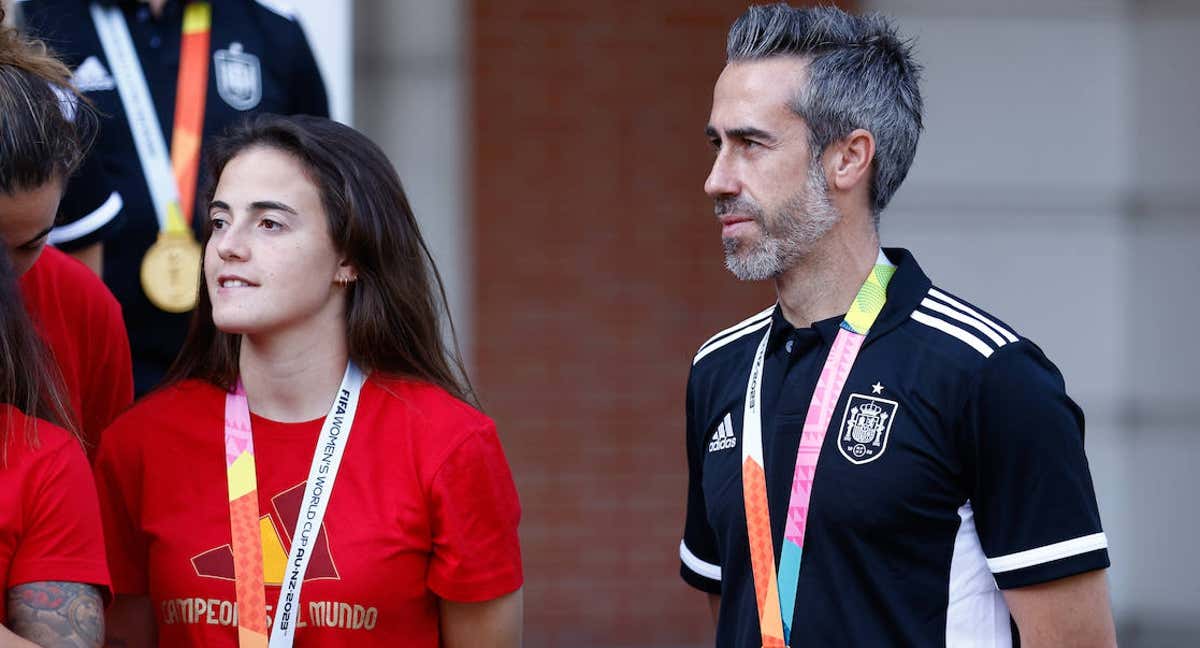 Jorge Vilda durante la recepción de Pedro Sánchez a las campeonas del mundo.