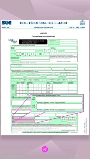 Imagen del formulario de control oficial a rellenar por los agentes y publicado en el Boletín Oficial del Estado.  David Hernández / Relevo