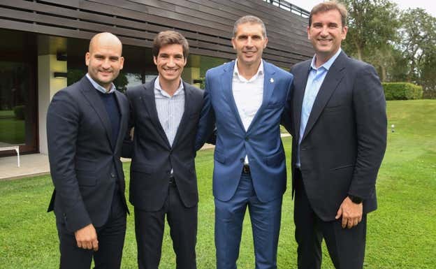 Pere Guardiola junto al presidente Delfí Geli.  GIRONA FC