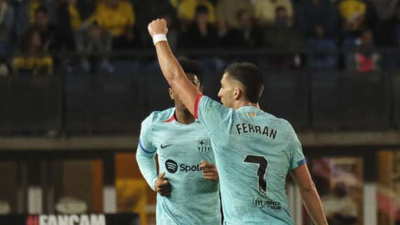 Ferran celebrando su gol. /AFP