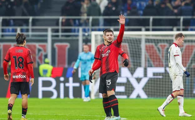 Jovic tras marcar un tanto con el Milan.  EP