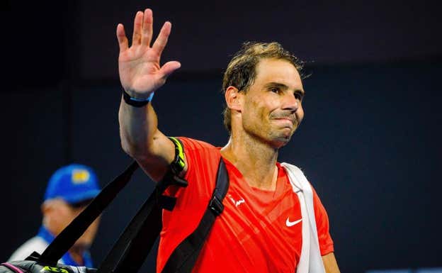 Rafa Nadal se despide de Brisbane tras caer, molestias mediante, ante Jordan Thompson. AFP