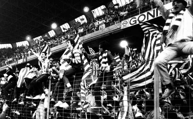 Un San Mamés abarrotado en la celebración del título del 84. Archivo Athletic Club Museoa