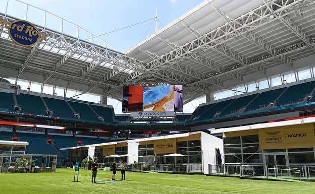 El paddock del GP de Miami 2023 de F1, en el Hard Rock Stadium.  GP Miami F1