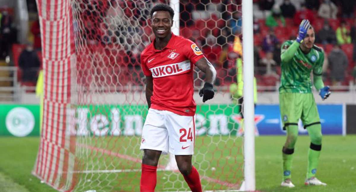 Quincy Promes con el Spartak de Moscú en la Europa League./Reuters