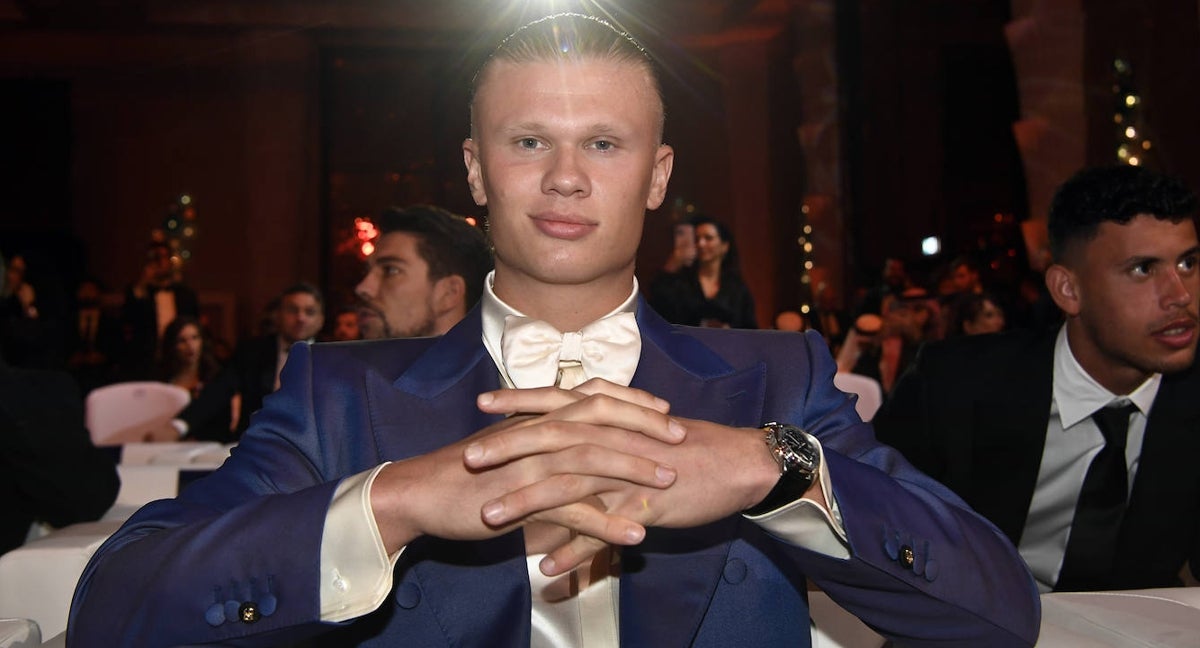 Erling Haaland durante la gala de los Globe Soccer Awards.