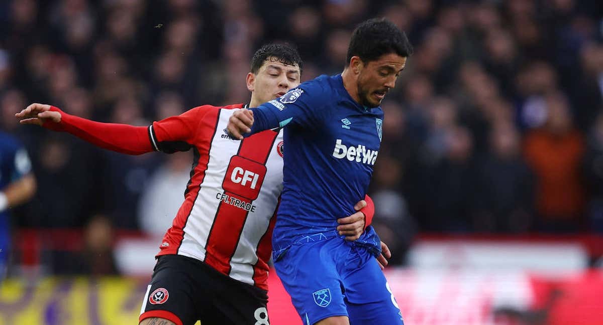 Pablo Fornals, en un partido reciente con el West Ham.