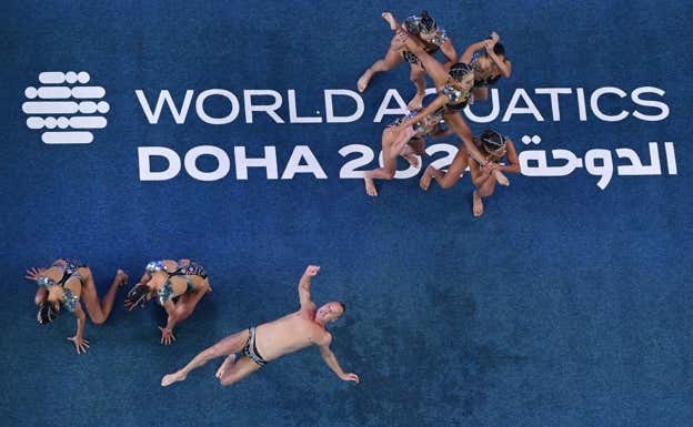 La Selección de Estados Unidos, antes de conseguir la planta en acrobático.  GETTY