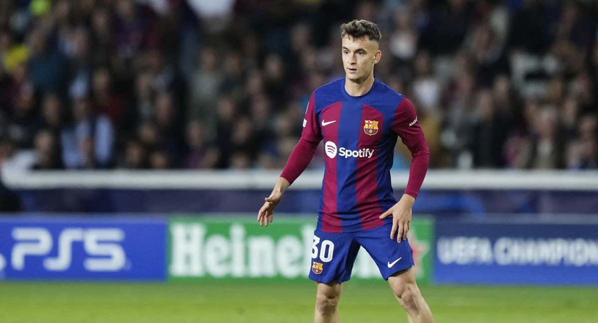 Casadó, en el partido de Champions con el primer equipo ante el Shakhtar.