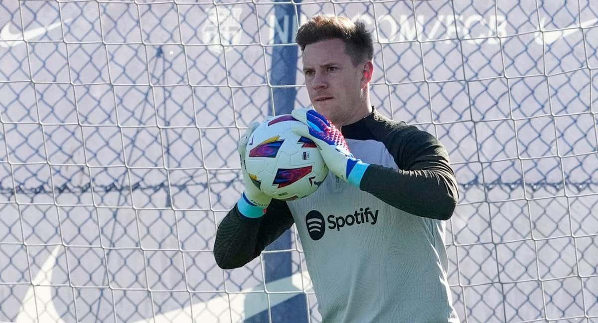 Ter Stegen durante un entrenamiento.