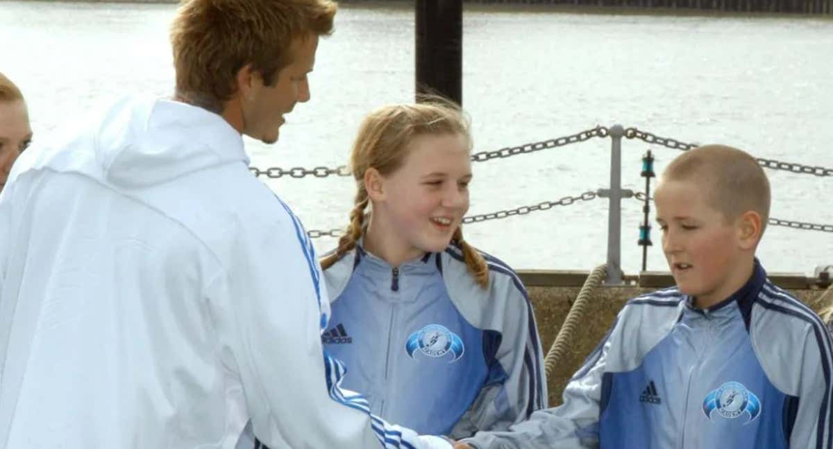 Beckham y Kane, en 2005, en la presentación de la Beckham Academy./Getty Images