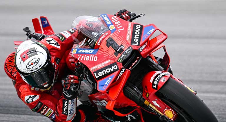 Pecco Bagnaia durante su última tanda de entrenamientos.