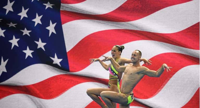 Bill May, un asiduo del equipo de sincro de Estados Unidos que hará historia en París.
