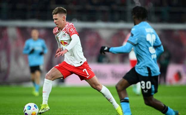 Dani Olmo, con el Leipzig. REUTERS