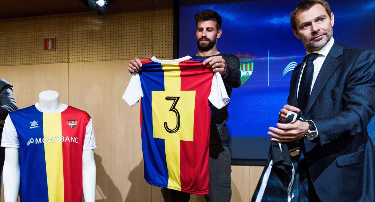 Piqué presenta su proyecto del FC Andorra en 2019.