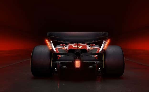 Trasera del Ferrari SF-24 para la Fórmula 1 2024.  Scuderia Ferrari
