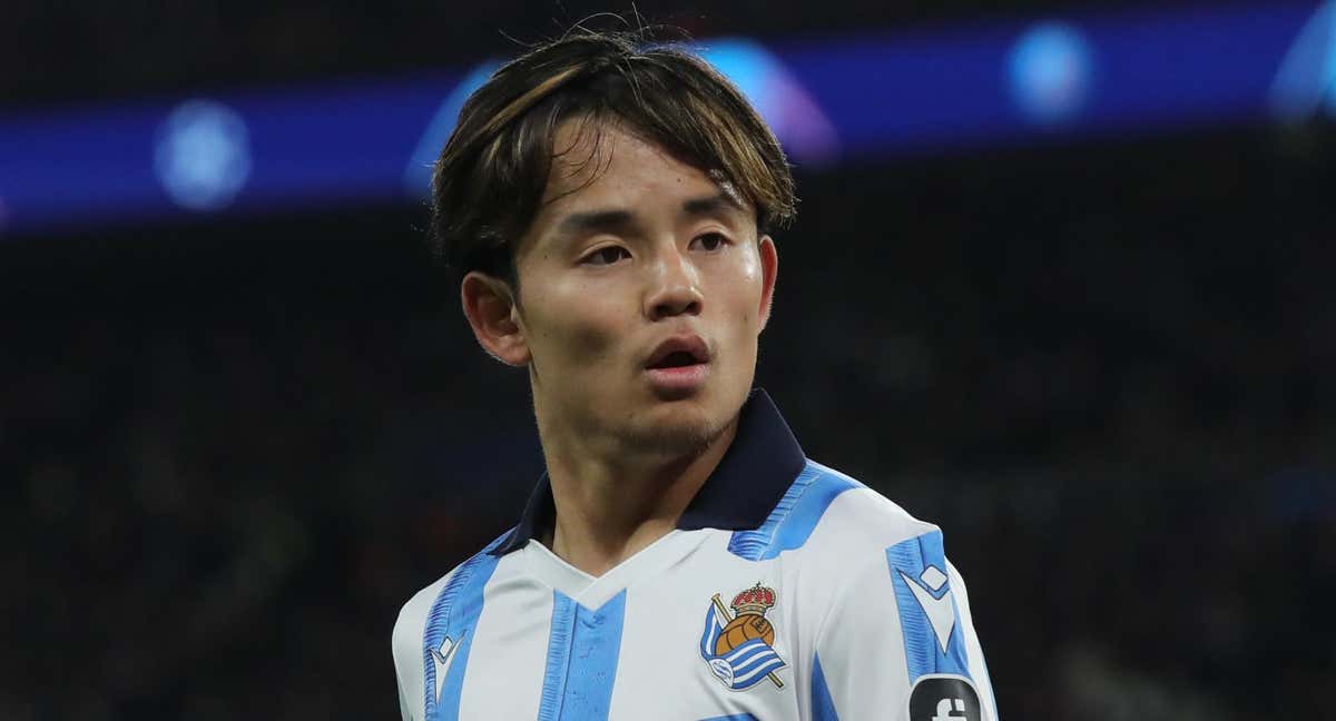 Take Kubo, durante un partido de la Real Sociedad./EFE/EPA/TERESA SUAREZ