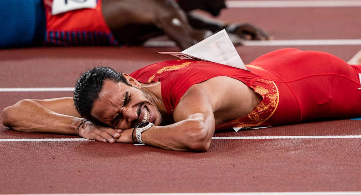 Mo Katir tras la carrera de 5000m de Tokio 2021 en la que quedó octavo.