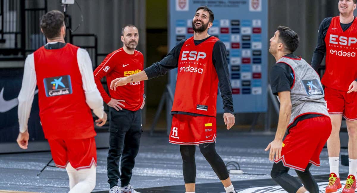 Ricky Rubio durante su primer entrenamiento con la Selección./FEB | Alberto Nevado