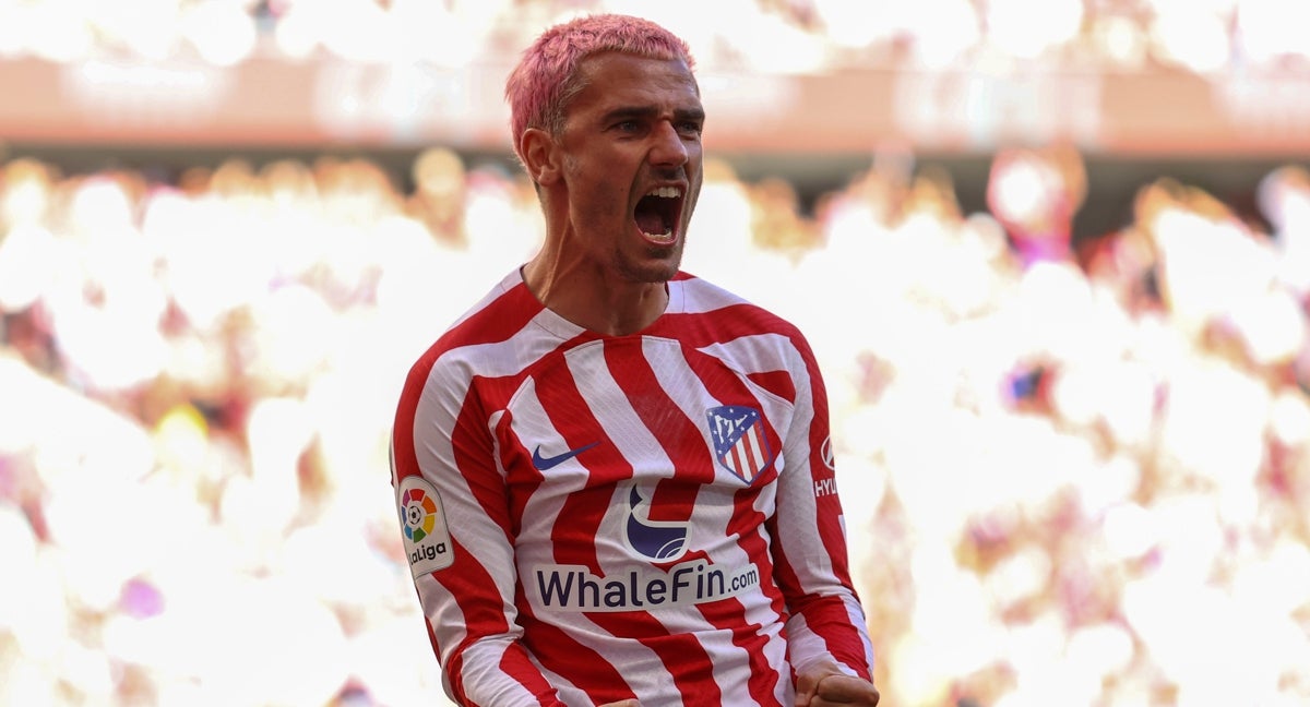 Antoine Griezmann celebra un gol de LaLiga.