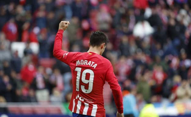 Morata celebra su tanto.  EFE