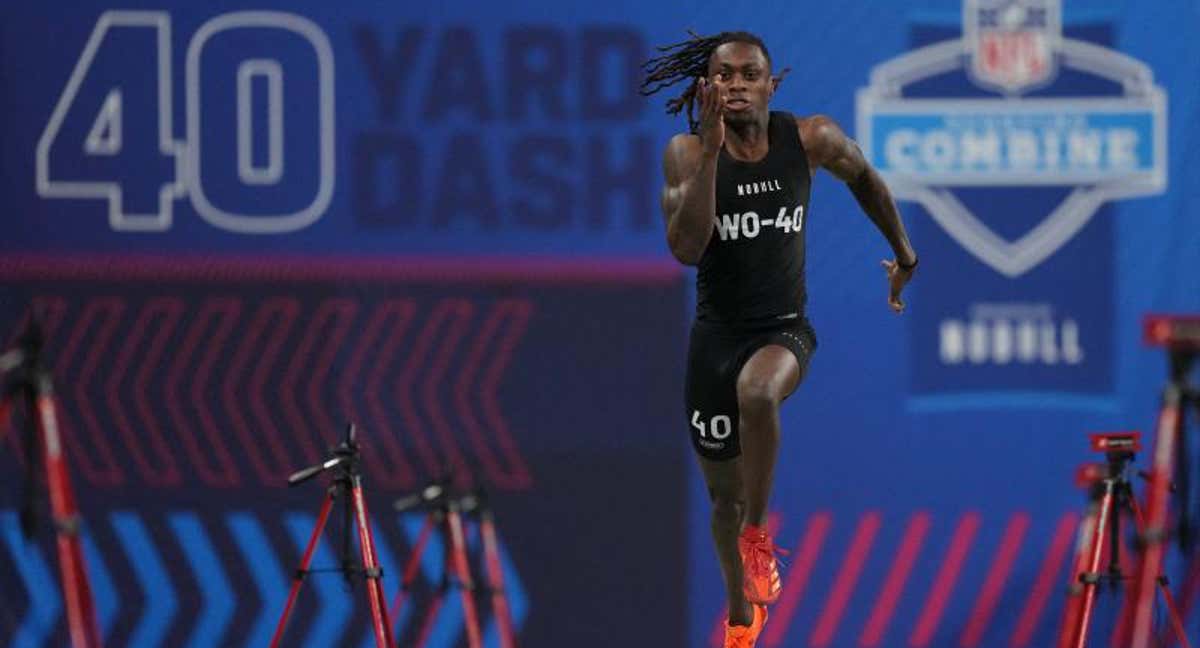 Xavier Worthy corriendo las 40 yardas. /Reuters