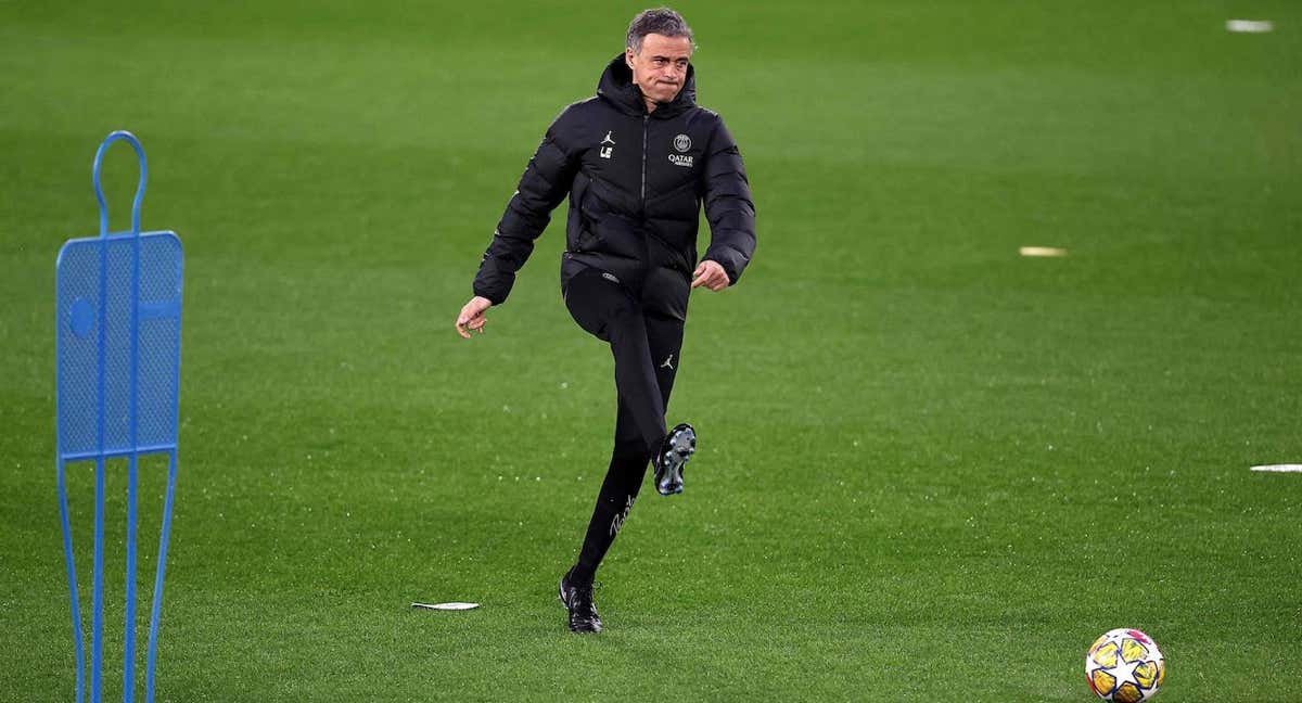 Luis Enrique, en el entrenamiento previo al Real Sociedad-PSG.