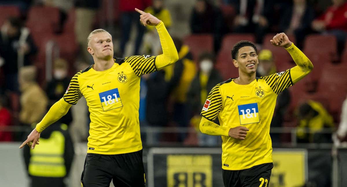 Erling Haaland y Jude Bellingham en su etapa como jugadores del Borussia Dortmund./Getty Images