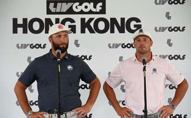 Rahm y Dechambeau en el torneo de Hong Kong. AFP