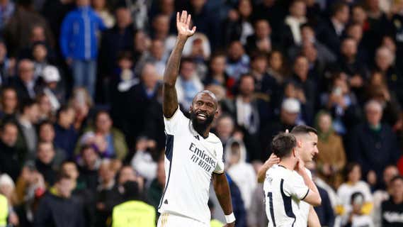 Rudiger celebra su gol contra el Celta en el Bernabéu./EP