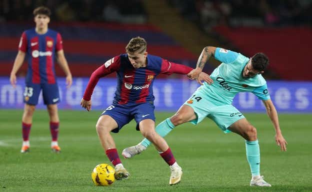 Fermín López en el partido contra el Mallorca.  AFP