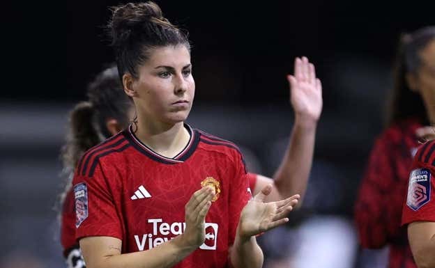 Lucía García tras un partido.  MANCHESTER UNITED WOMEN