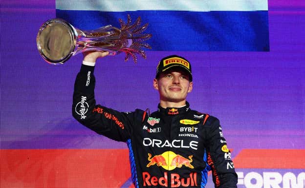 Max Verstappen celebra su 56ª victoria en F1 en Yeda.  Red Bull Content Pool