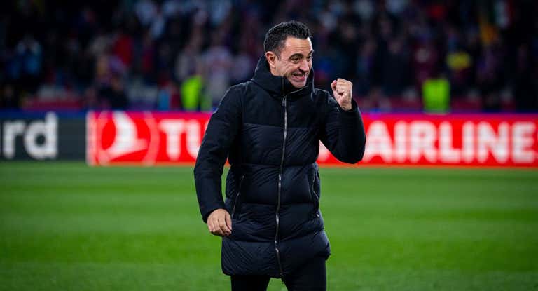 Xavi Hernández durante el partido.